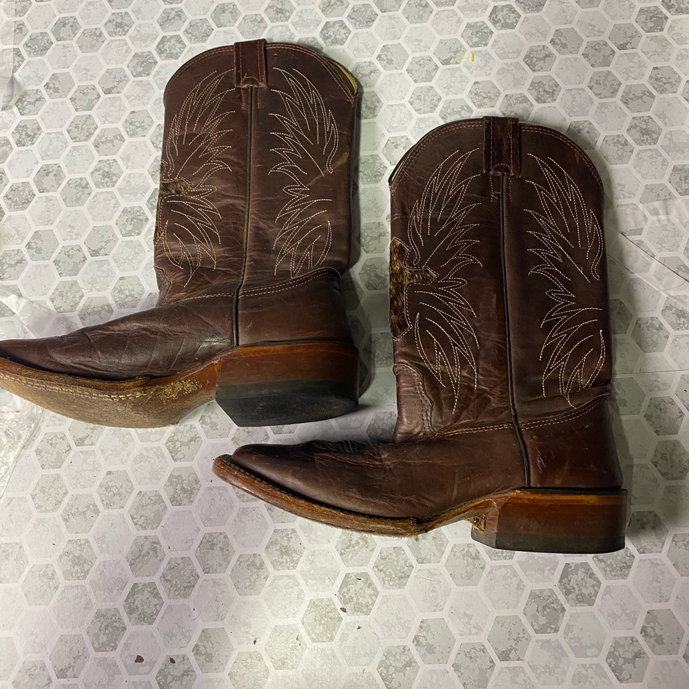 Larry Mahan Sz 6.5 Square Toe Cowgirl Boots Western Style